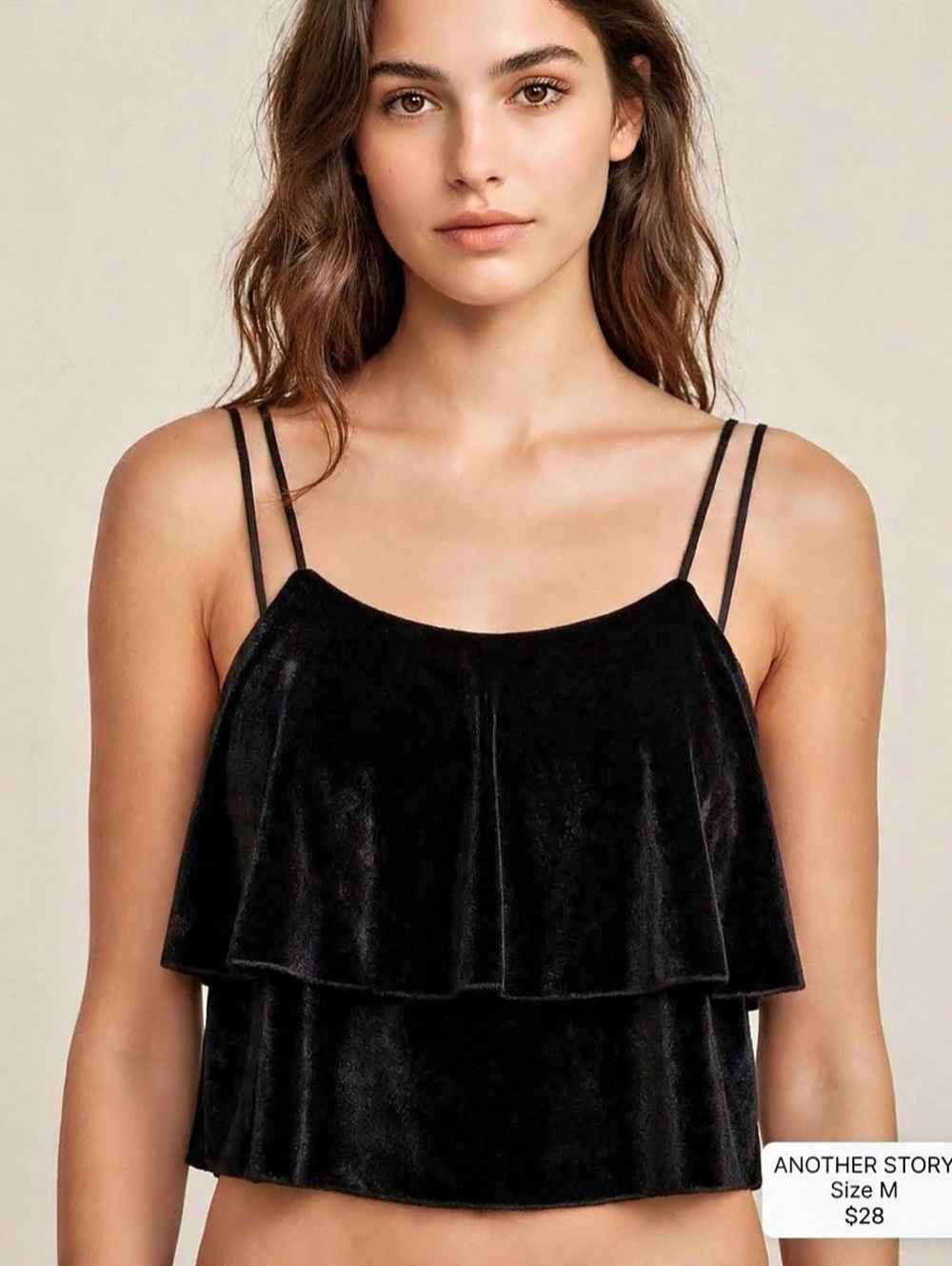 Another Story Black Ruffle Camisole Size Medium